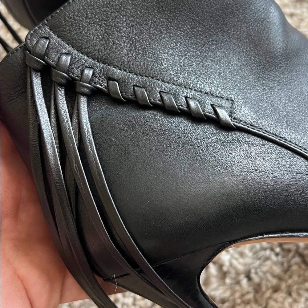 Coach Lolita Black Peep-Toe Ankle Boots 6.5 Leather Ankle Booties - Picture 9 of 12